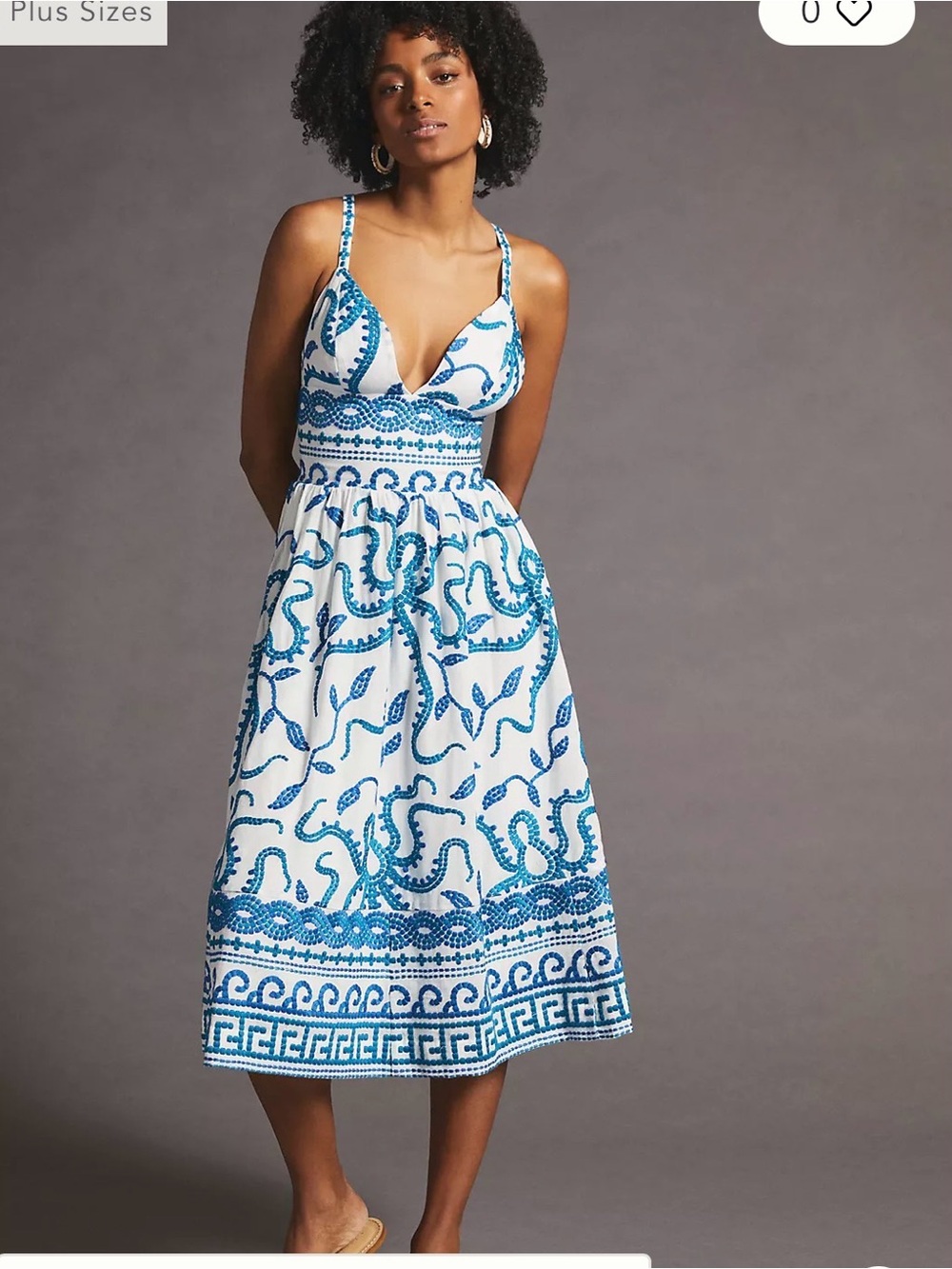 Maeve Anthropologie Blue Embroidered Midi Dress Size 18W